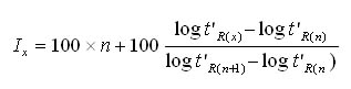 Formule de l'indice de Kovats