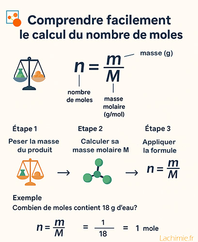 Infographie calcul du nombre de mole