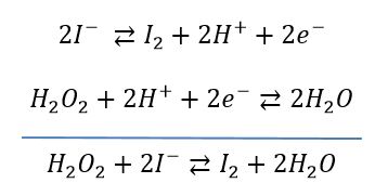 Equation bilan de l'oxydation des ions iodure